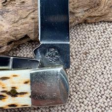 Case XX Trapper 6254 SS Folding Pocket Knife W/Amber Jigged Bone 2003 2 blade 98