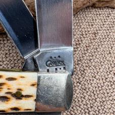 Case XX Trapper 6254 SS Folding Pocket Knife W/Amber Jigged Bone 2003 2 blade 98