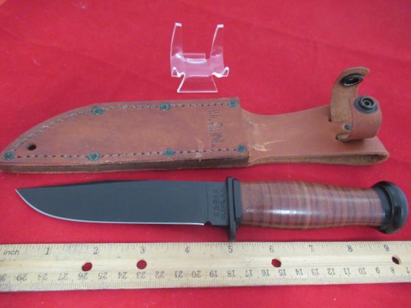Ka-Bar Leather Handle Fixed Blade Model # USN MK1 Ka-Bar Leather Handle Fixed Blade Model # USN MK1