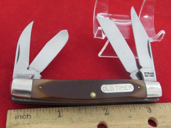 Schrade Old Timer Saw Cut Delrin 4 Blade Stockman Model # 44OT Schrade Old Timer Saw Cut Delrin 4 Blade Stockman Model # 44OT