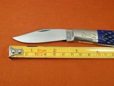 Schatt & Morgan Blurple Jigged Bone Barlow Knife By Cooper Cutlery Rare C69B Clip Blade Made In USA 