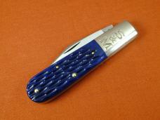 Schatt & Morgan Blurple Jigged Bone Barlow Knife By Cooper Cutlery Rare C69B Clip Blade Made In USA 