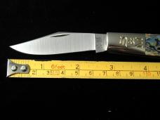 Schatt & Morgan Smooth Abalone Barlow Knife By Cooper Cutlery Rare C69A Clip Blade Made In USA 