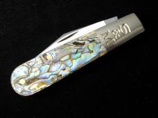 Schatt & Morgan Smooth Abalone Barlow Knife By Cooper Cutlery Rare C69A Clip Blade Made In USA 
