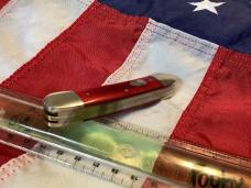 Bulldog Knife 4 Blade Canoe w/ Red Bone Handles & Frost Blade Etch -NOS