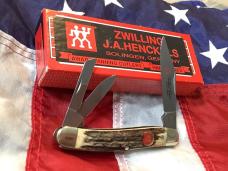 Vintage J A Henckels 3 Blade Whittler (HK-7-S) Pocket Knife w/ Great Stag Handles! -NOS