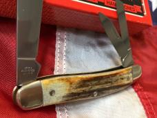 Vintage J A Henckels 3 Blade Whittler (HK-7-S) Pocket Knife w/ Great Stag Handles! -NOS
