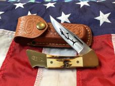 1981 Case xx Mako Shark Folding Hunter w/ Stag Handles (5158 LSSP) +Orig Sheath -NOS