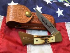 1981 Case xx Mako Shark Folding Hunter w/ Stag Handles (5158 LSSP) +Orig Sheath -NOS