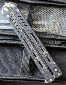 Maxace Knives - Banshee III , Balisong Knife , Black G-10 Scales , W / Trainer Blade