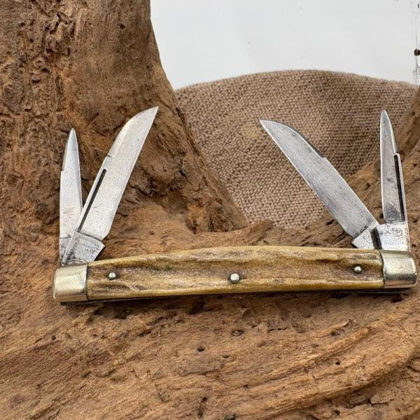Voss Cut Co Hen & Rooster Stag Congress Knife 3 7/8” Germany 4-blade  (108)