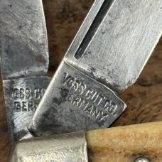 Voss Cut Co Hen & Rooster Stag Congress Knife 3 7/8” Germany 4-blade  (108)