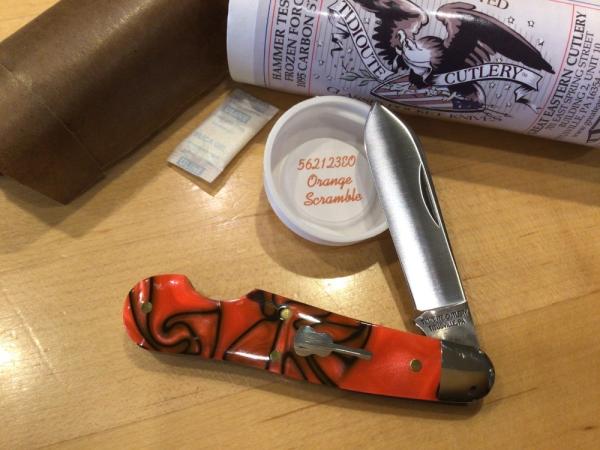 Great Eastern Cutlery 562123EO Easy Open Dog Leg Jack Orange Scramble Acrylic 1 of 315 Great Eastern Cutlery 562123EO Easy Open Dog Leg Jack Orange Scramble Acrylic 1 of 315