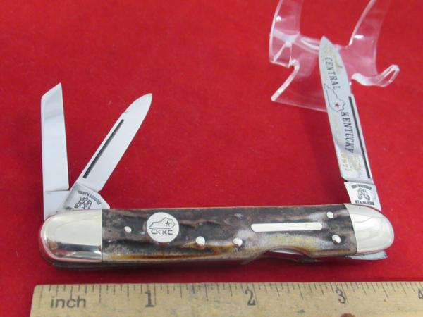 Frank Buster Fight'N Rooster Mid-Lock Stag Whittler Made for Central Kentucky  Knife Club