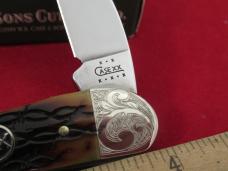 Case XX 2002 Amber Bone Bobwire Scrolled Bolsters Seahorse Whittler Pattern # 6355 WH SS