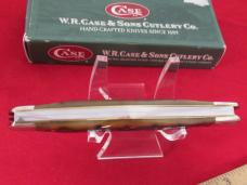 Case XX 2002 Amber Bone Bobwire Scrolled Bolsters Seahorse Whittler Pattern # 6355 WH SS
