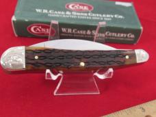 Case XX 2002 Amber Bone Bobwire Scrolled Bolsters Seahorse Whittler Pattern # 6355 WH SS