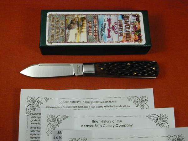 Beaver Falls Cutlery 2024 Bourbon Jigged Bone Jack Knife from Cooper Cutlery Integral Bolsters USA Beaver Falls Cutlery 2024 Bourbon Jigged Bone Jack Knife from Cooper Cutlery Integral Bolsters USA