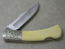 Stainless Etched "R&B Pioneer Hybrid Seeds" Lockback Knife