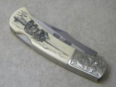 Stainless Etched "R&B Pioneer Hybrid Seeds" Lockback Knife