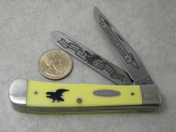 Case XX USA 4 Dot 3254 American Eagle Yellow Trapper Knife
