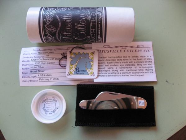   DANIELS FAMILY KNIFE BRANDS-TITUSVILLE CUTLERY-ROOSTER COMB CROSS CUT MAMMOTH IVORY 1 OF 5