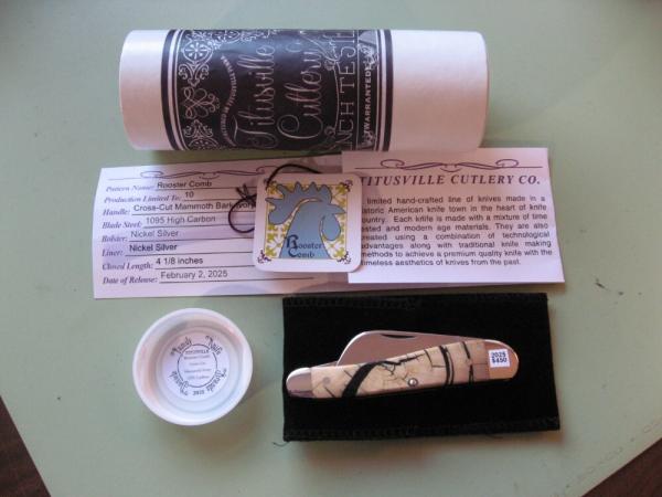   DANIELS FAMILY KNIFE BRANDS-TITUSVILLE CUTLERY-ROOSTER COMB CROSS CUT MAMMOTH IVORY 1 OF 5