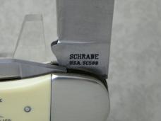 Schrade USA SC508 Bear Hunter Scrimshaw Folding Hunter Knife & Pouch c.1979