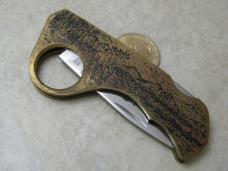SKBH Brass Etched Black Hawk Wildlife Collection Lockback Knife NIB