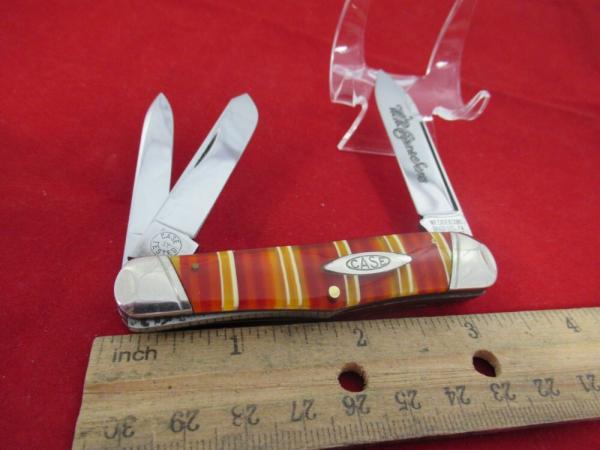 W.R. Case & Sons Classic 1992 3 Back Spring Candy Stripe Celluloid Pattern # 730109X W.R. Case & Sons Classic 1992 3 Back Spring Candy Stripe Celluloid Pattern # 730109X