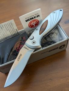 Boker Speed Lock 3000, Automatic Knife, wood grain Inserts, 3-3/8 Plain Matte Finish Blade- Model-