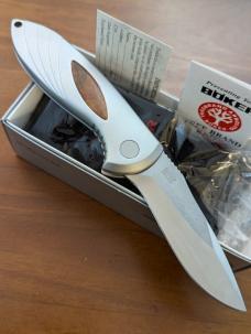 Boker Speed Lock 3000, Automatic Knife, wood grain Inserts, 3-3/8 Plain Matte Finish Blade- Model-