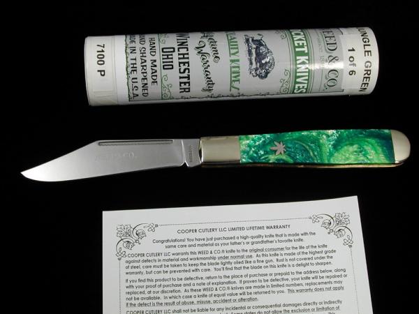 Weed & Co. 2021 Jungle Green Acrylic 1st Year Hunter Knife 1 of 6 Cooper Cutlery 7100P USA Made