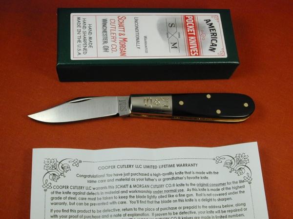 Schatt & Morgan Smooth Buffalo Horn Barlow Knife by Cooper Cutlery C69BH Clip Blade Made In USA Schatt & Morgan Smooth Buffalo Horn Barlow Knife by Cooper Cutlery C69BH Clip Blade Made In USA