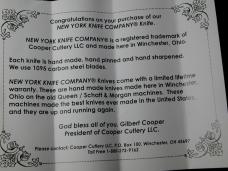 New York Knife Co Genuine Mother of Pearl Barlow Knife By Cooper Cutlery Rare 69GBP USA Made 