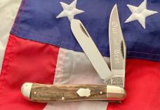 Vintage Hand Made Bulldog Brand 4” Trapper w/ Stag Handles & Our Best Blade Etch -NOS
