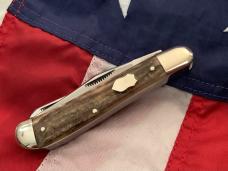 Vintage Hand Made Bulldog Brand 4” Trapper w/ Stag Handles & Our Best Blade Etch -NOS
