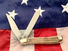 Vintage Hand Made Bulldog Brand 4” Trapper w/ Stag Handles & Our Best Blade Etch -NOS
