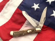 Vintage Hand Made Bulldog Brand 4” Trapper w/ Stag Handles & Our Best Blade Etch -NOS