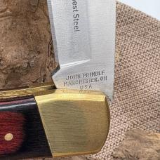 John Primble Large Folding Hunter Knife JP30 0100BWL Brown Wood Lockback (522)
