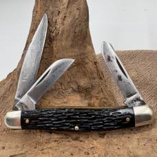 Vintage KA-BAR  Stockman 3 Blade Black Handle Traditional Pocket Knife (105)