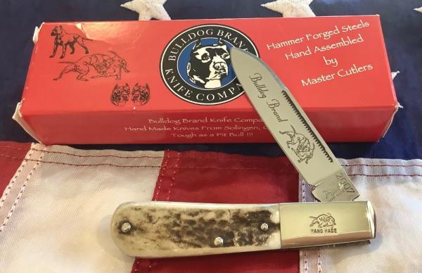 2007 Bulldog Brand, HAND MADE Single Blade Barlow with Great Stag Handles -NOS -M/NM 2007 Bulldog Brand, HAND MADE Single Blade Barlow with Great Stag Handles -NOS -M/NM