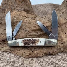 HEN & ROOSTER 324C-DS CONGRESS Pocket Knife Stag Bertram Cutlery Germany (115)