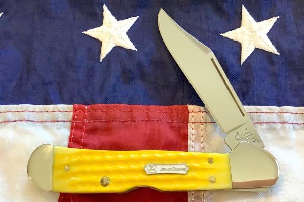 Case xx John Deere Copperlock Knife (MDL# 61549LSS) w/ JD Shield +Yellow Handles -NOS