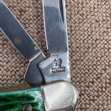 HEN & ROOSTER BERTRAM SOLINGEN GERMANY GREEN BONE WHITTLER POCKET KNIFE (122)
