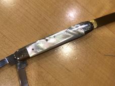 Fight n’ Rooster Mid-lock Whittler Mother of Pearl Gold Etch Serial #159