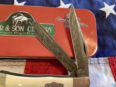 Bear & Son Custom 2 Blade Trapper w/ Ivory Handles & Damascus Blades -NOS