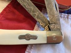 Bear & Son Custom 2 Blade Trapper w/ Ivory Handles & Damascus Blades -NOS