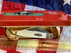 Bear & Son Custom 2 Blade Trapper w/ Ivory Handles & Damascus Blades -NOS