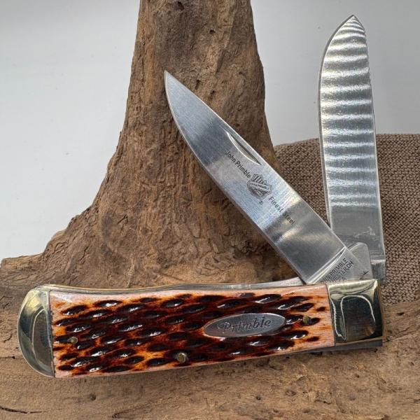 John Primble 4-1/2" Linerlock Large Trapper 2 blade Knife JP30 0071B NIB (149B)